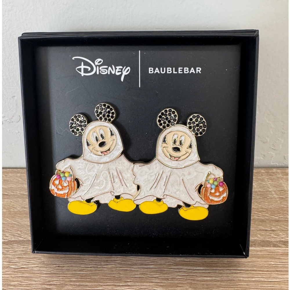 New Disney BaubleBar Mickey Mouse Ghost Halloween Earrings Whimsical Spooky